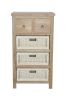 Safari Occasional Table With Drawers & Rattan Basket