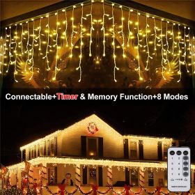 Curtain Icicle Lights Wedding Party LED Fairy Christmas Indoor Outdoor (Color: As pic)